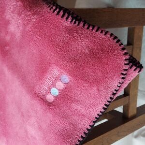* Seventeen Soft Plush Pink with Black Trim Blanket 50X64, Like New